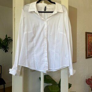 White Button Up Blouse- size XL